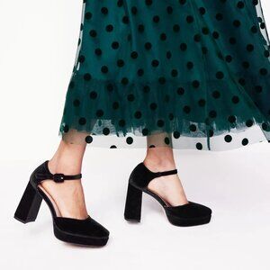 Boden Closed Toe Platforms in Black Velvet